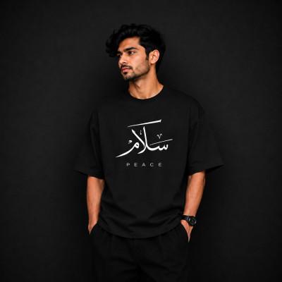 Premium Quality Drop Shoulder T-Shirt | Black Colour PEACE