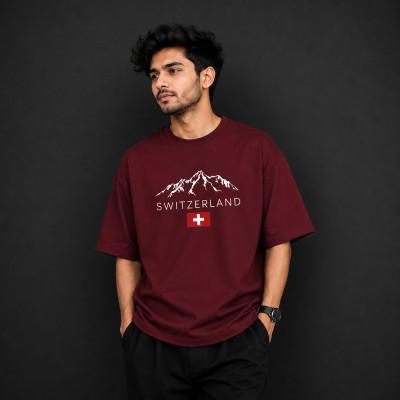 Premium Quality Drop Shoulder T-Shirt | Meroon Colour SWITZERLAND