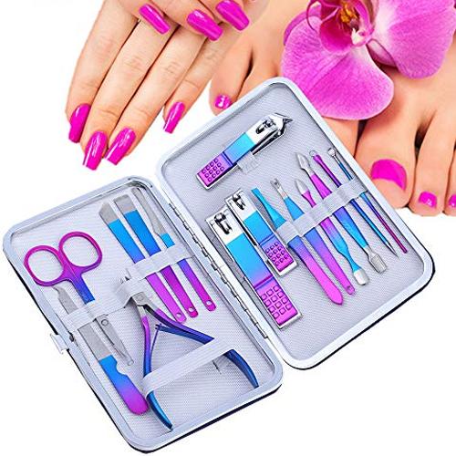 15 pieces luxury manicure set nail cutter kit Multi-color